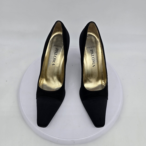 Paloma Barceló Shoe Women's 6.5 B Pumps Vintage 90s Heels Black Made In Italy - Picture 4 of 8